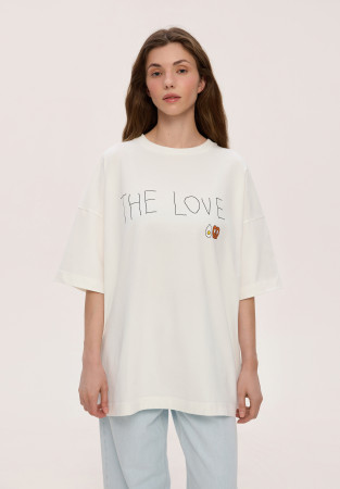 Футболка оверсайз унісекс "THE LOVE" молочна